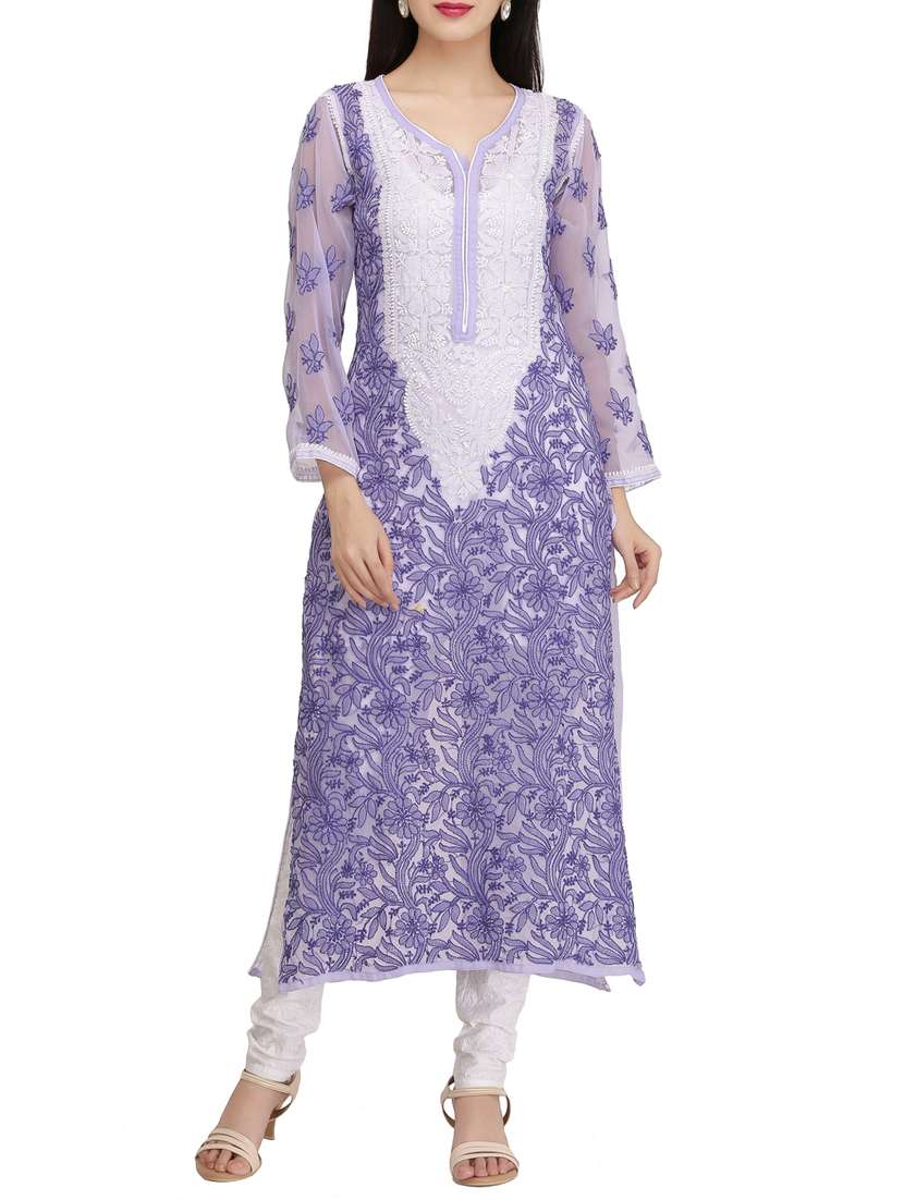 chikankari straight kurta
