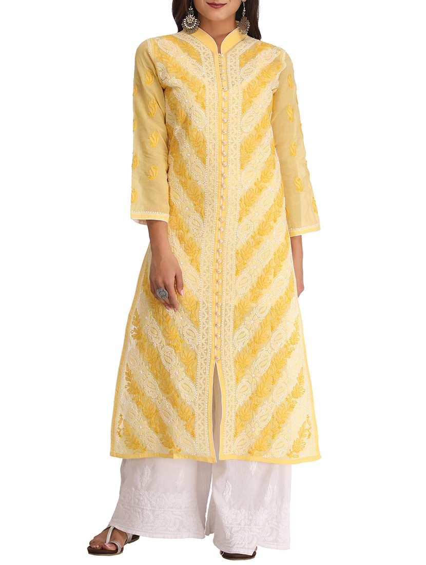 chikankari straight kurta