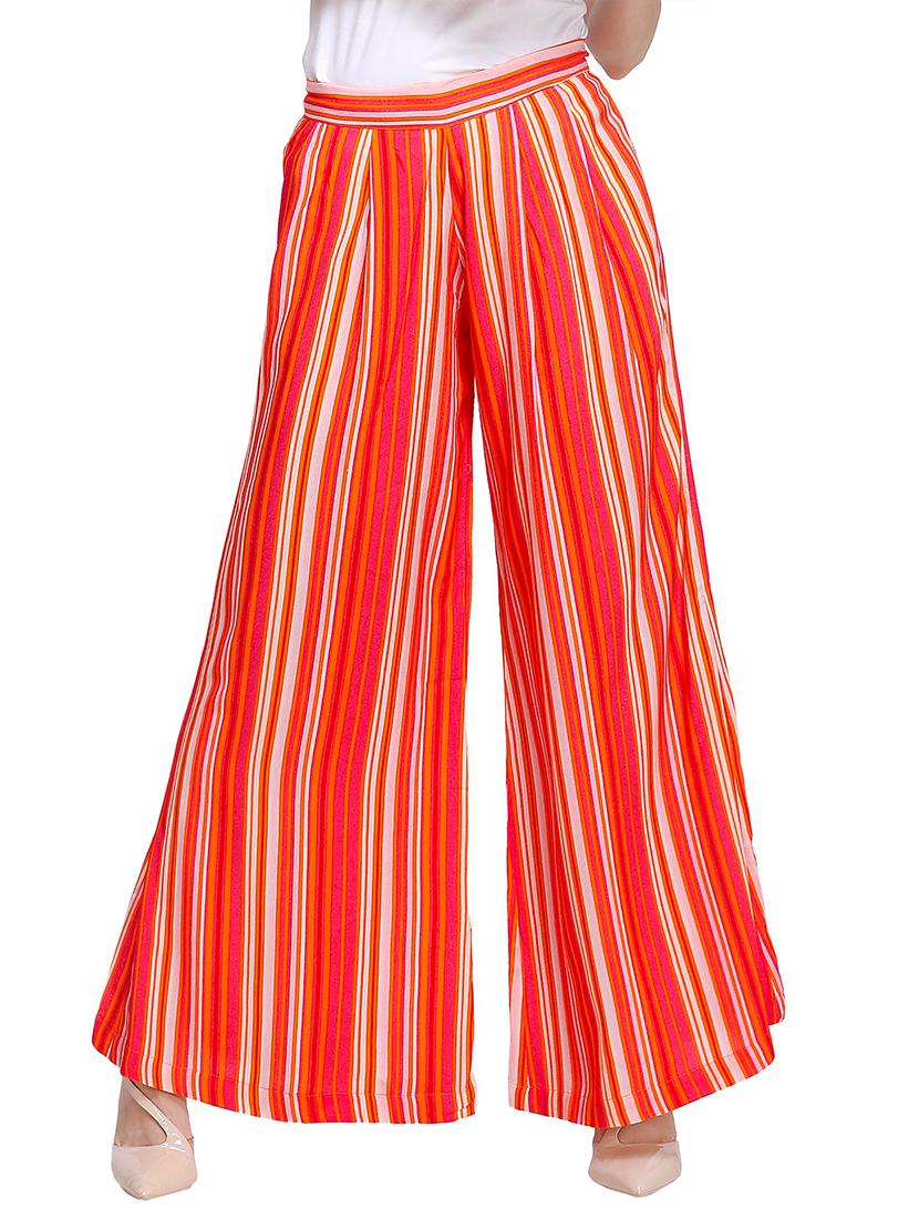 pleat detail striped flared palazzo - 15391791 -  Zoom Image - 0