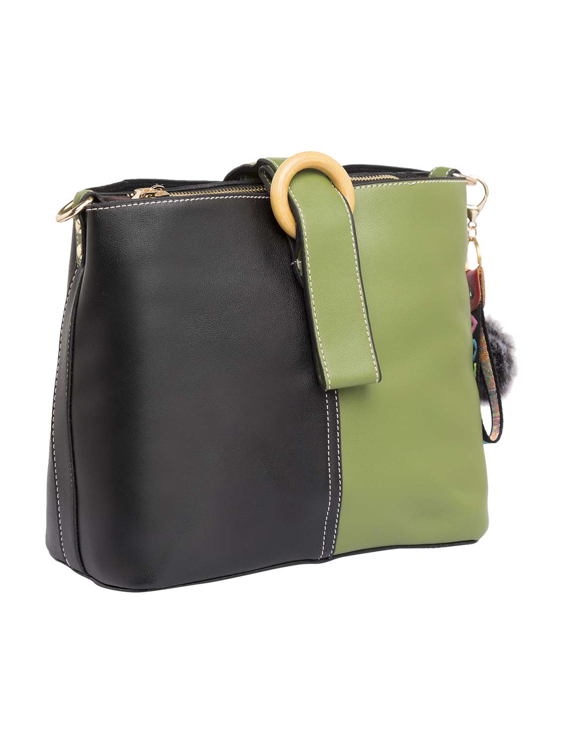 green leatherette (pu) sling bag - 15392907 -  Standard Image - 3