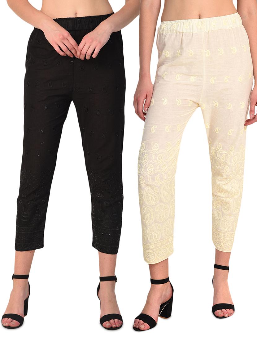 embroidered combo staright pant - 15392928 - Zoom Image - 0