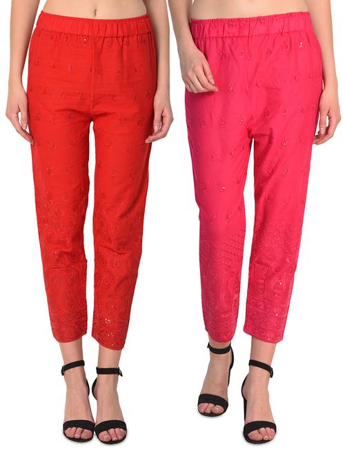 embroidered combo staright pant - 15392935 -  Standard Image - 0