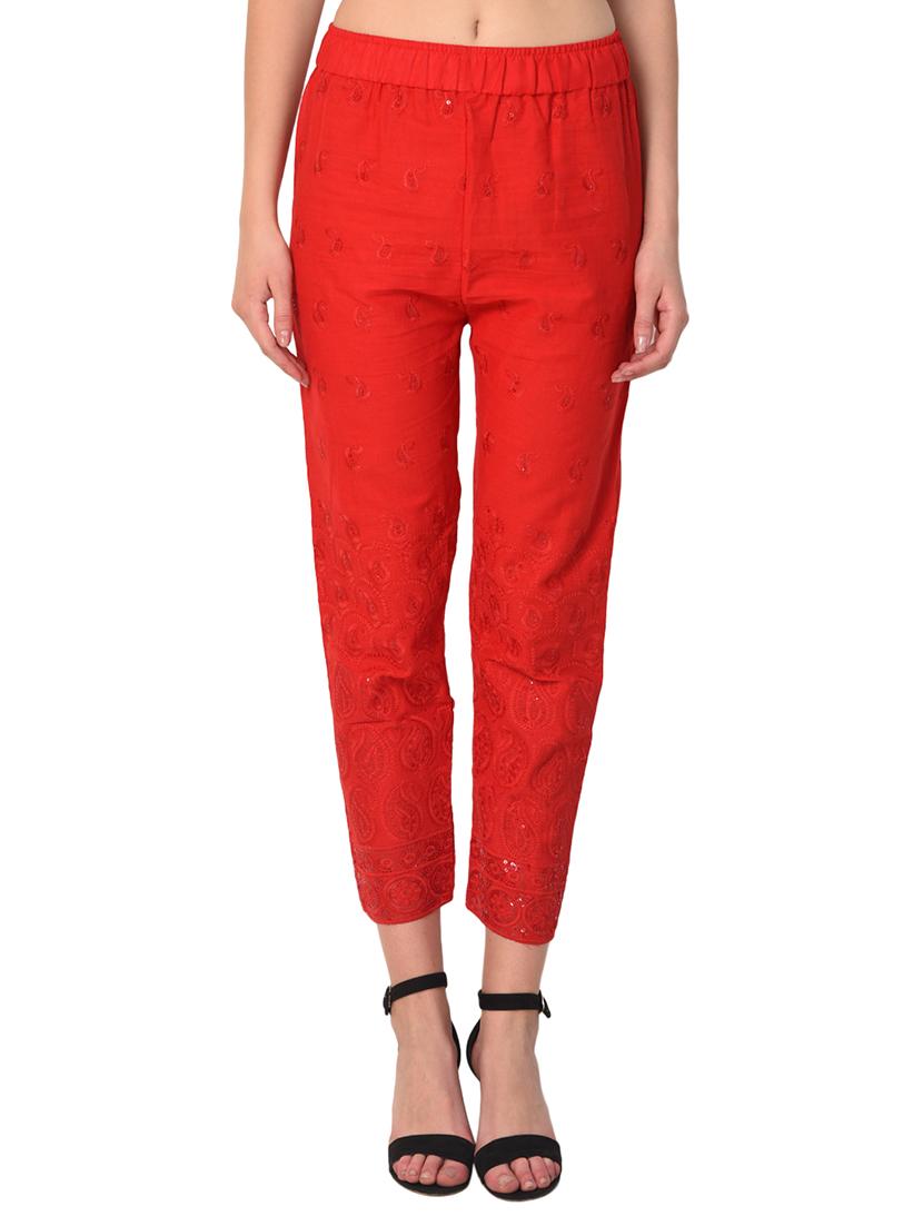 embroidered combo staright pant - 15392935 - Standard Image - 5