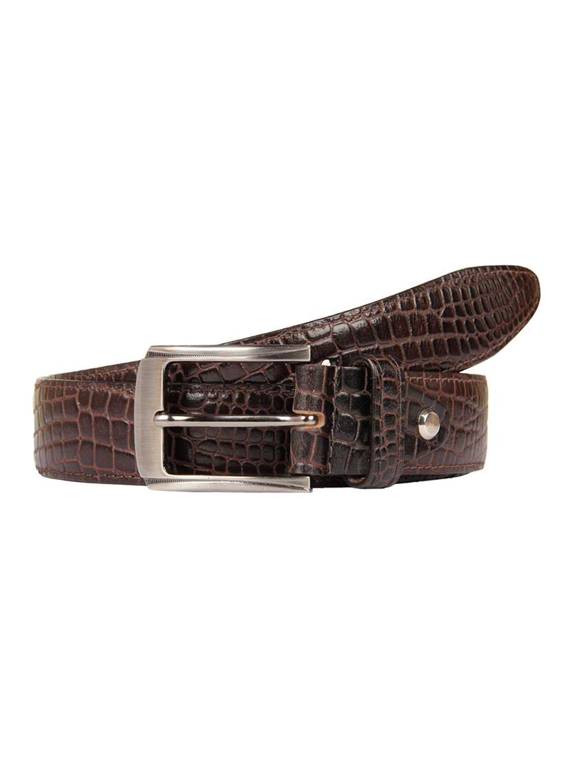 brown leather printed belt - 15393463 - Zoom Image - 0