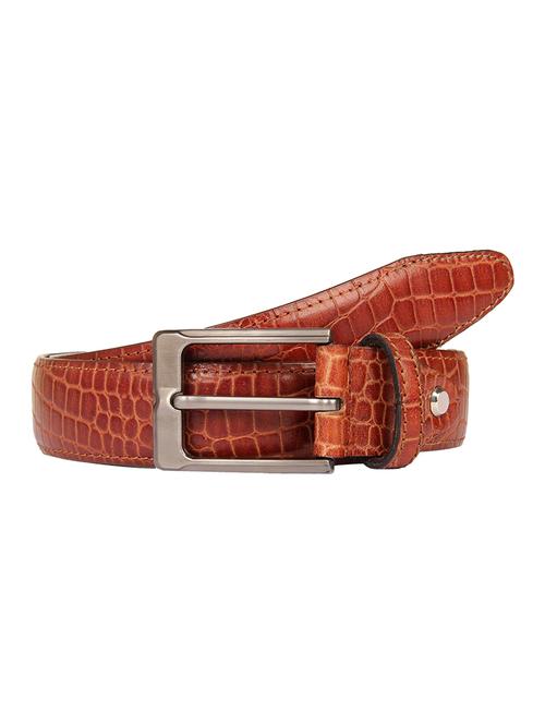 tan leather printed belt - 15393464 - Standard Image - 0