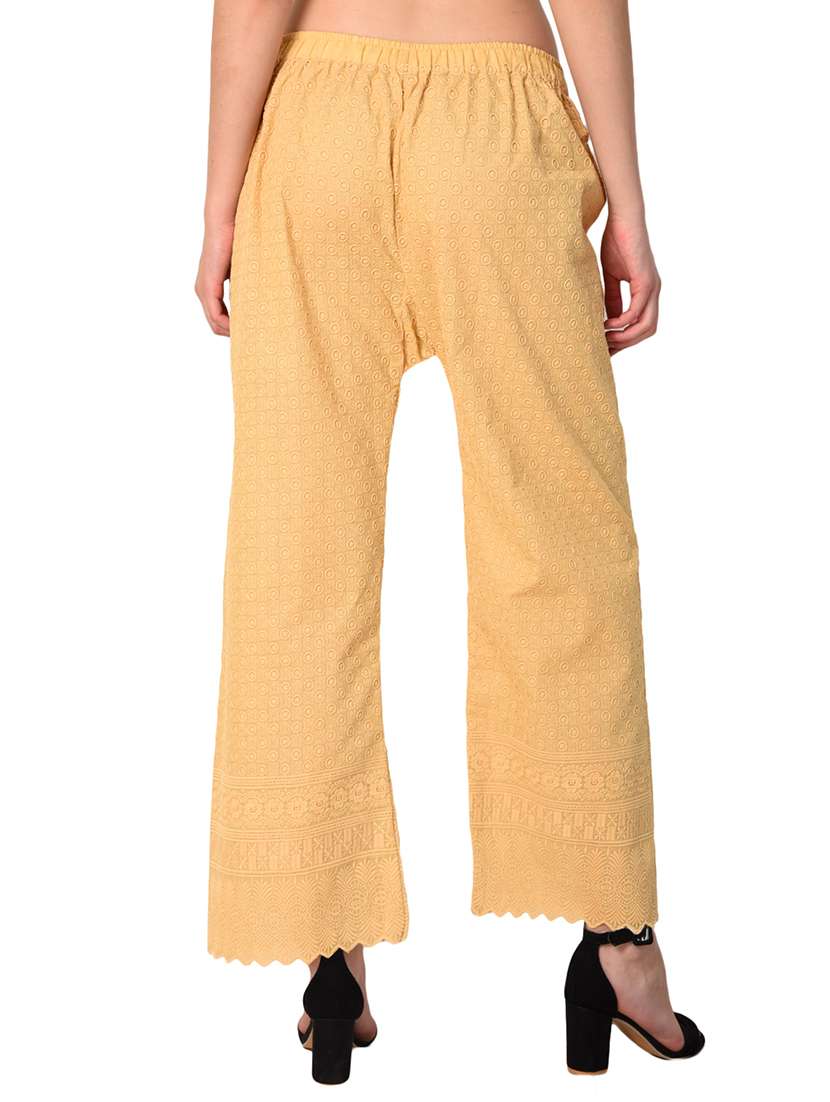 set of 2 chikankari straight palazzo - 15395530 - Standard Image - 3