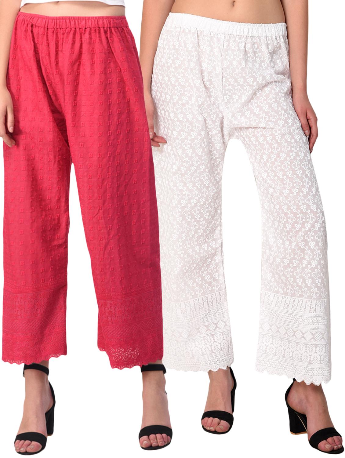 set of 2 chikankari straight palazzo - 15395531 - Zoom Image - 0