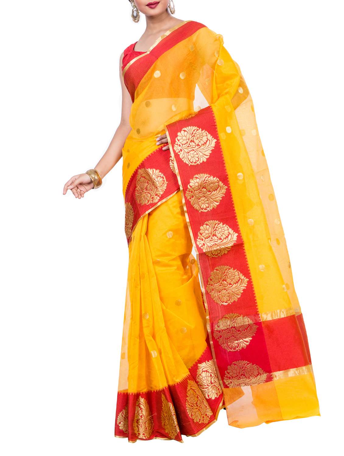zari woven contrast border saree with blouse