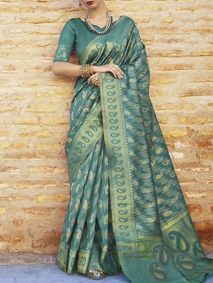 paisley zari woven banarasi saree with blouse