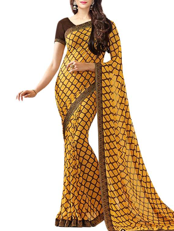 geometrical printed saree with blouse