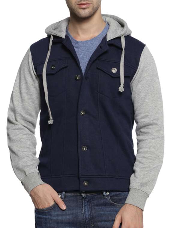 blue cotton casual jacket