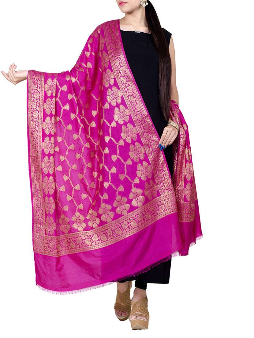 magenta chanderi dupatta