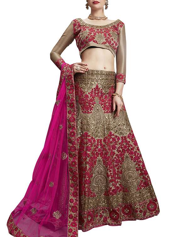 beige brocade aline lehenga