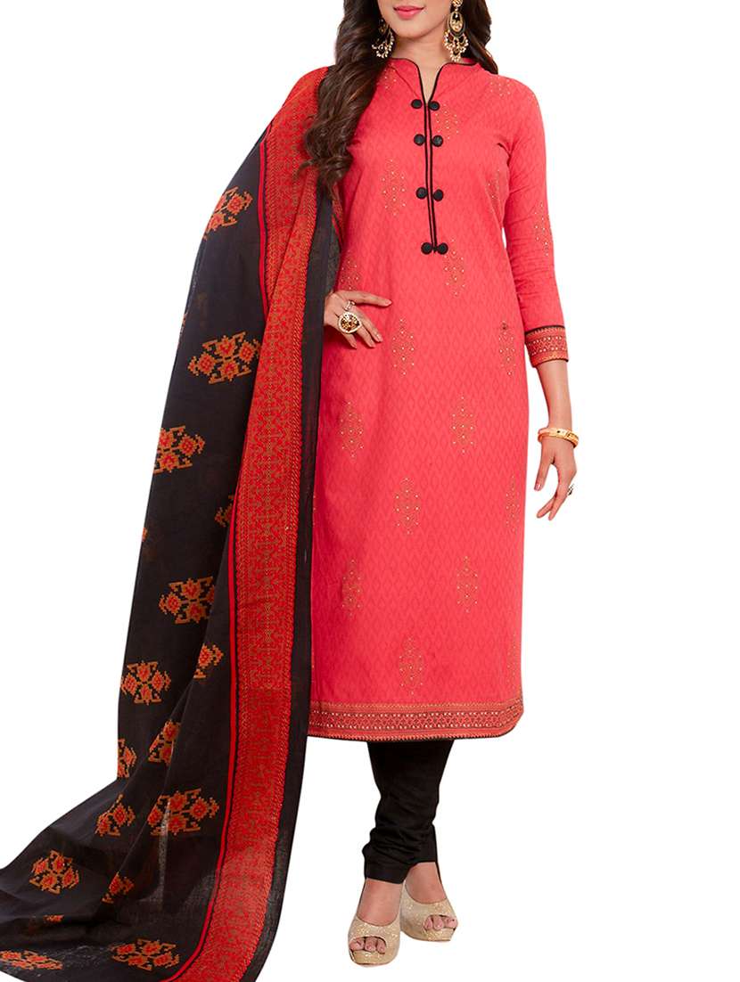 printed unstitched churidaar suit
