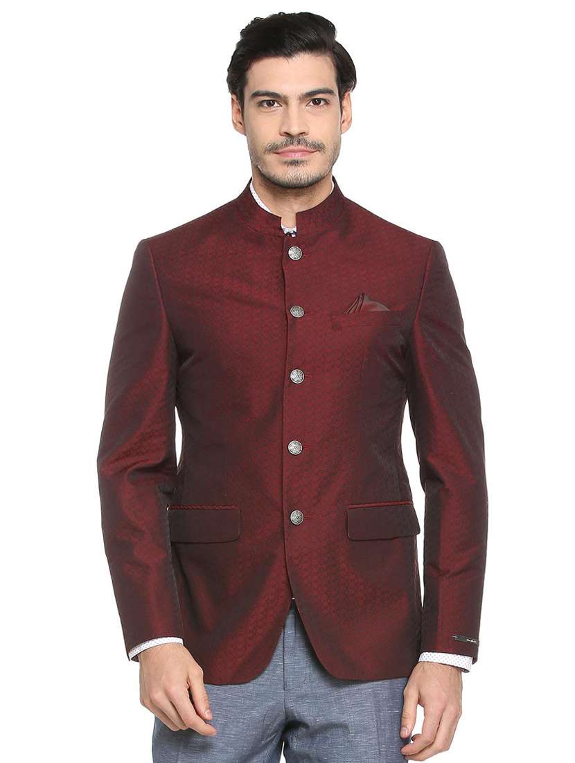 red cotton casual blazer