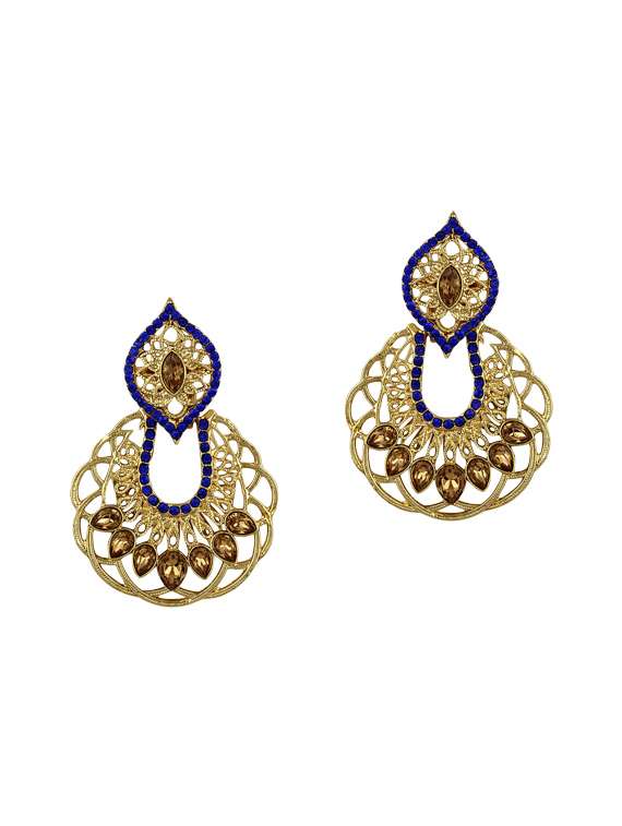 blue stone gold tone earrings