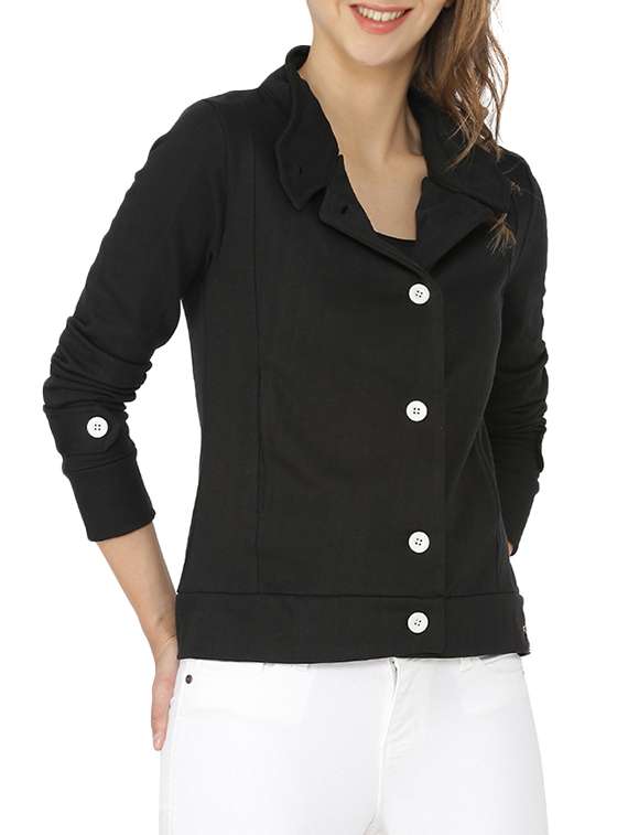 button down lapel neck jacket