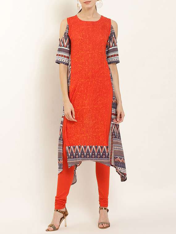 asymmetric printed kurta