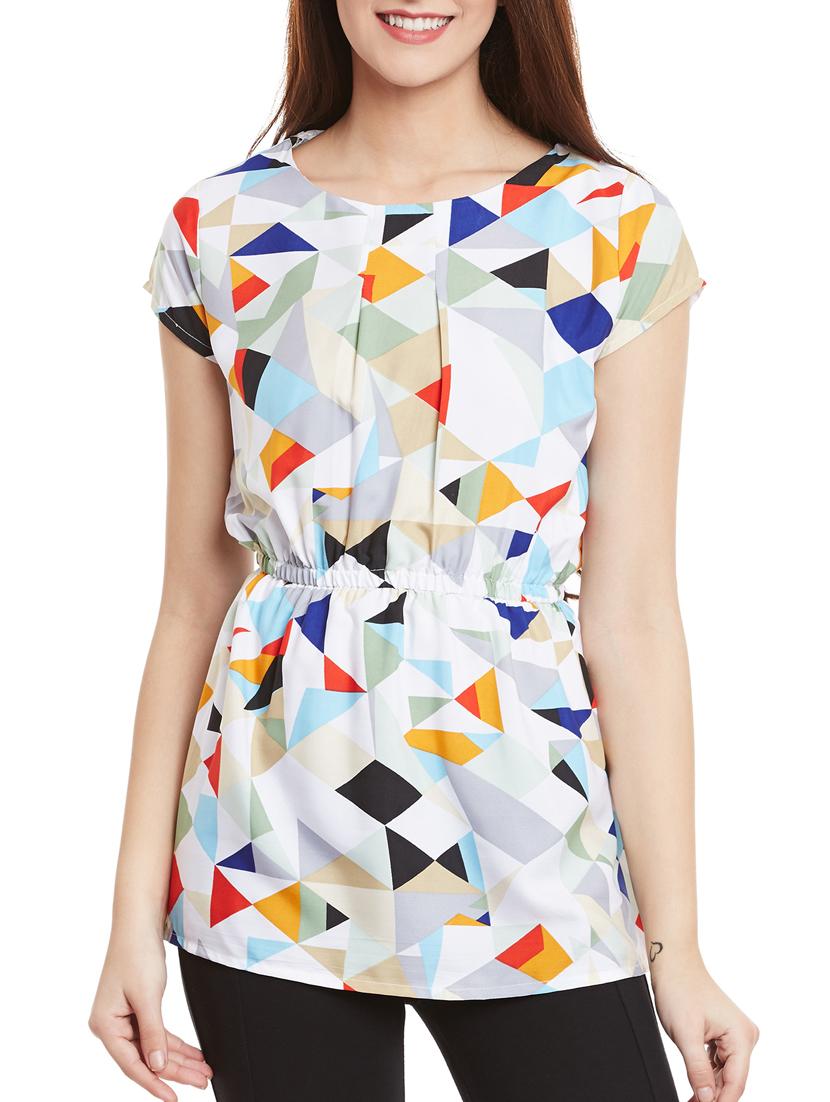 geometric print blouson tunic