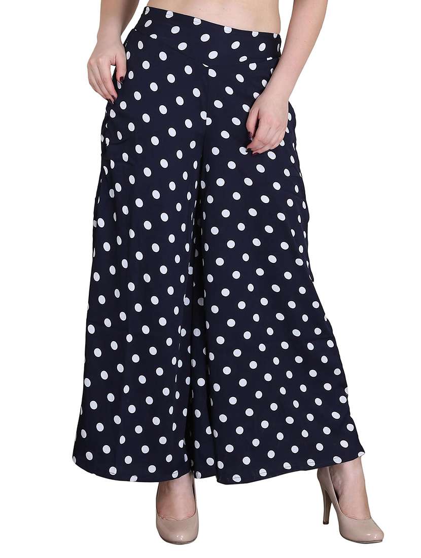 polka dotted flared palazzo