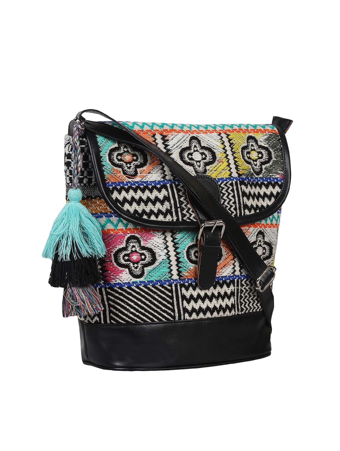 multi colored cotton sling bag - 15421002 -  Standard Image - 3