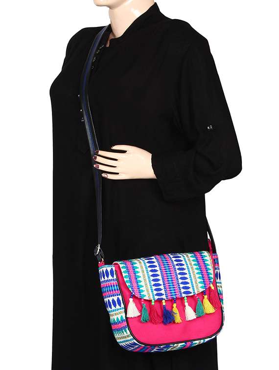 pink cotton sling bag - 15421005 -  Standard Image - 5