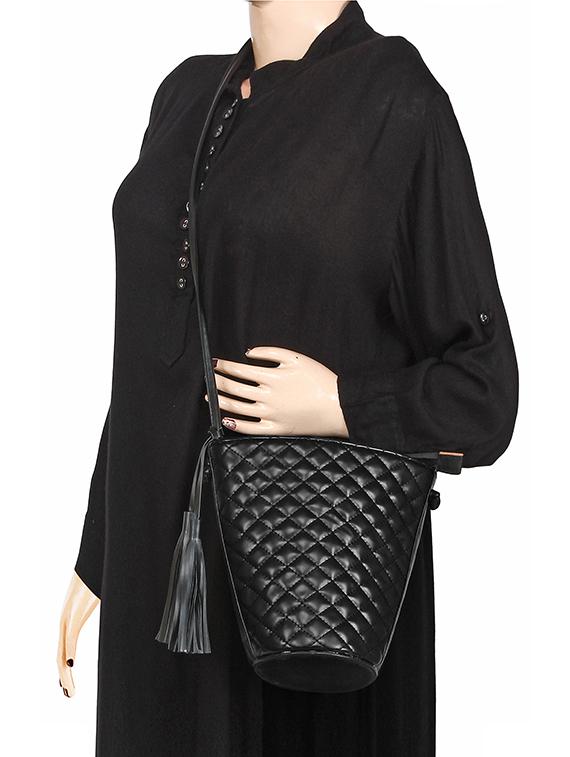 black leatherette (pu) sling bag - 15421021 - Standard Image - 5