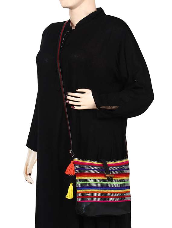 multi colored cotton sling bag - 15421024 -  Standard Image - 5