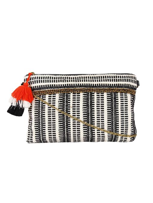 black textured messenger sling bag - 15421033 - Standard Image - 0