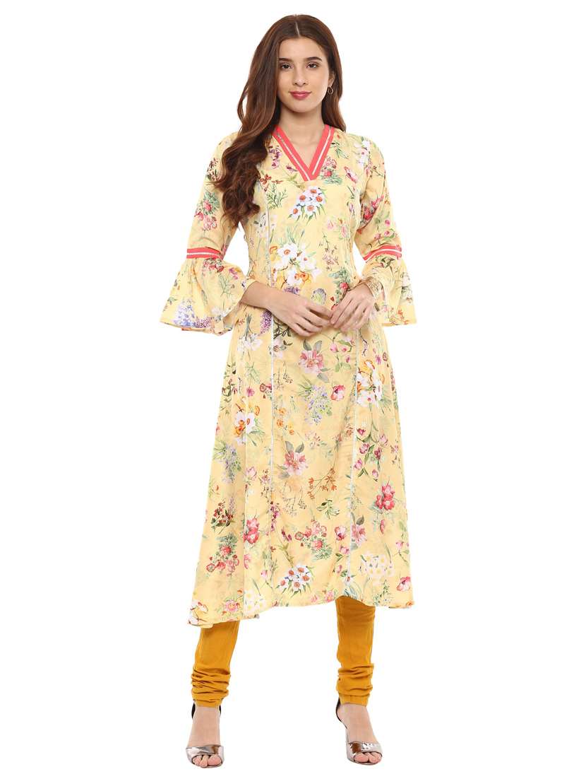 a-line floral kurta