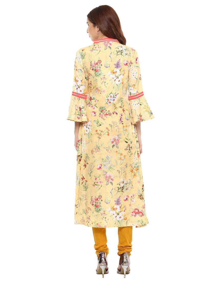 a-line floral kurta - 15425867 -  Standard Image - 3