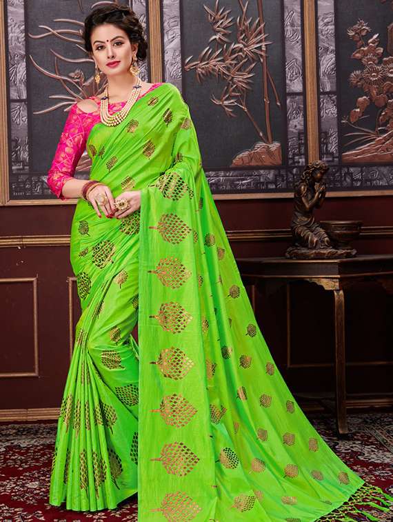 gold foil conversational printed saree