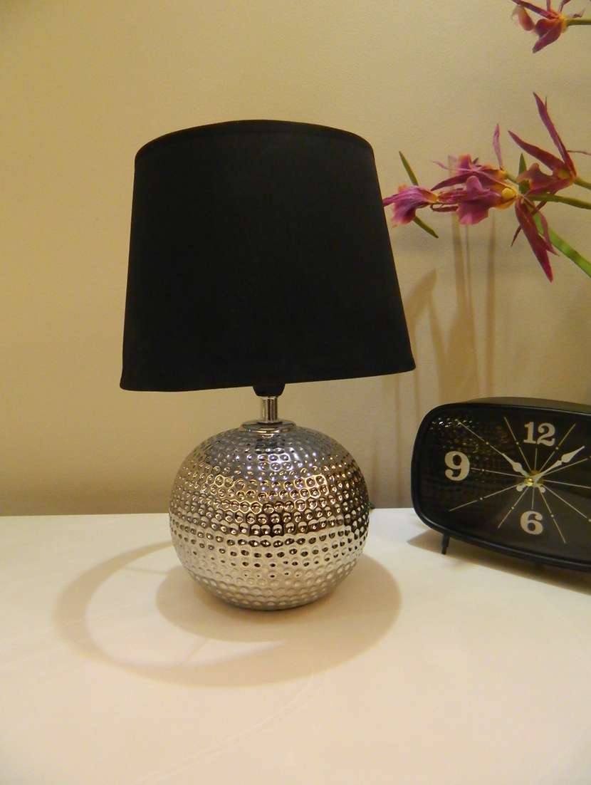silver metal table lamp