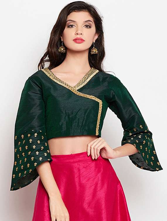 embroidered asymmetric sleeve blouse