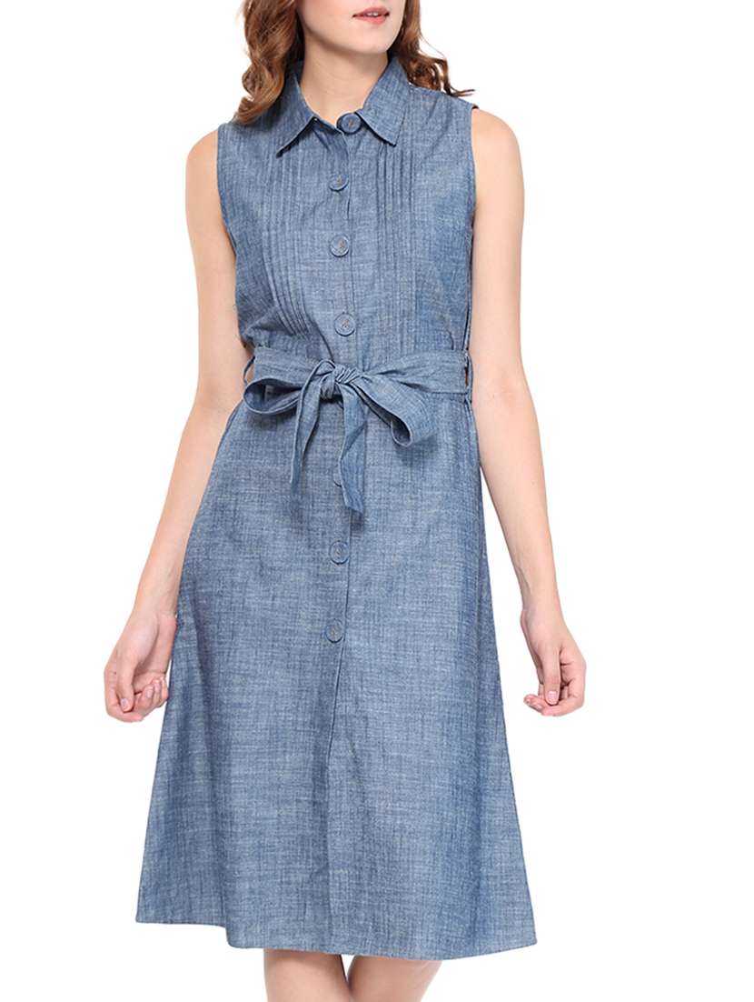 tie knot belted shirt dress