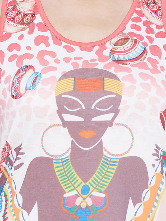 tribal asymmetric sheer back tunic - 15427549 - Standard Image - 3