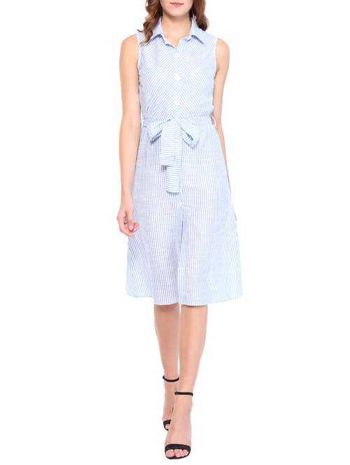 button down striped belted dress - 15429542 -  Standard Image - 0