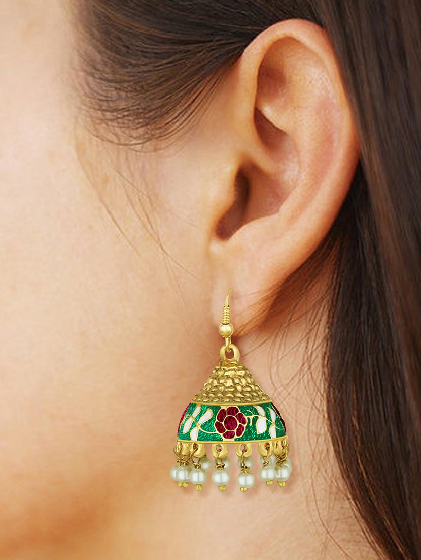 gold metal jhumka - 15431707 - Zoom Image - 0