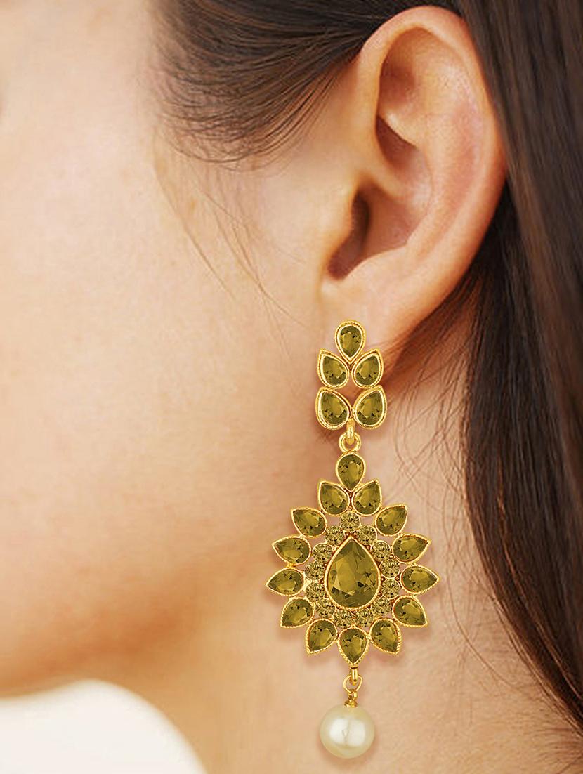 gold metal drop earrings - 15431720 -  Zoom Image - 0