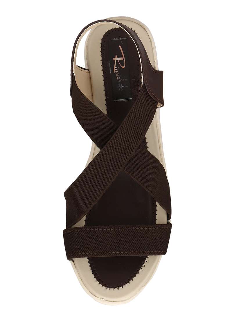 brown back strap wedges - 15431764 -  Standard Image - 3