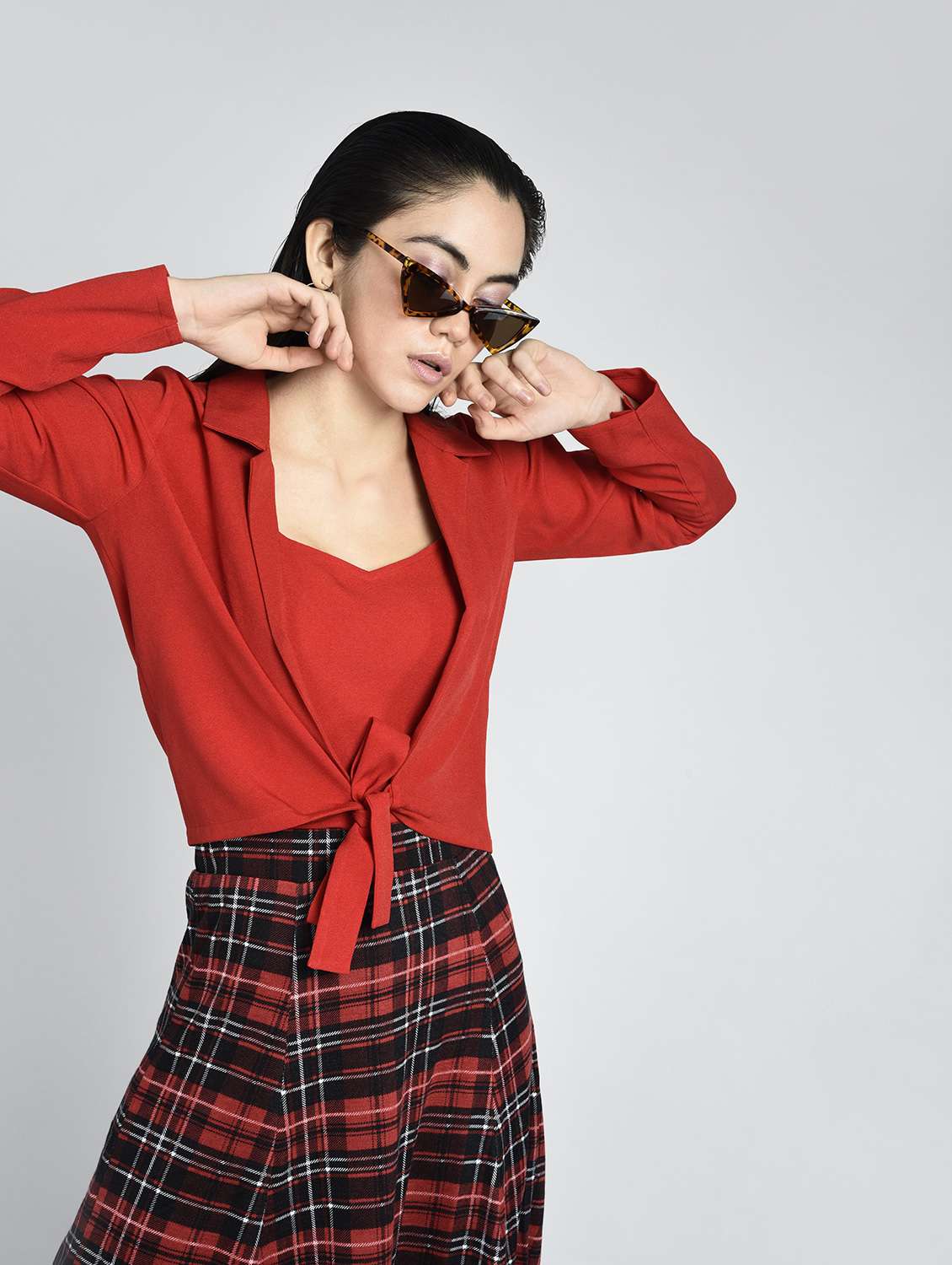 tie knot front shirt collar shrug