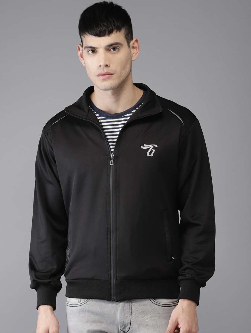 black polyester casual jacket