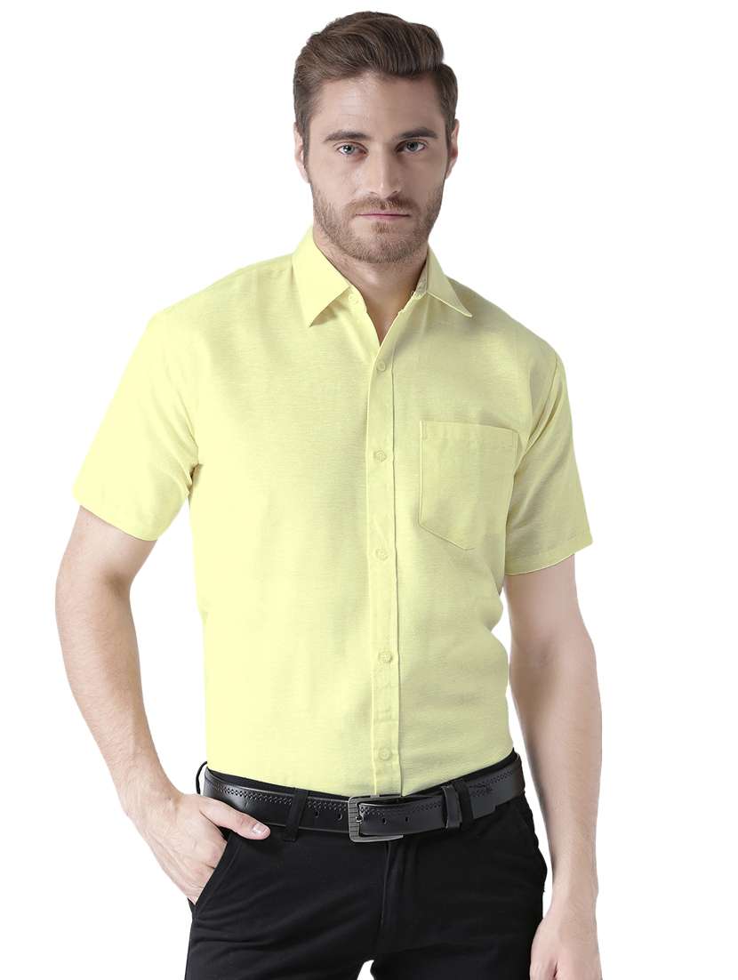 yellow solid formal shirt