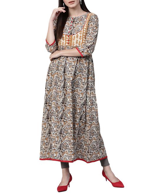 a-line printed kurta - 15436835 - Standard Image - 0