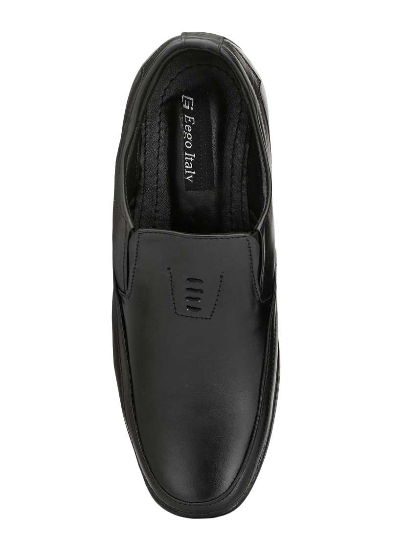 black leather formal slip ons - 15436976 -  Standard Image - 3