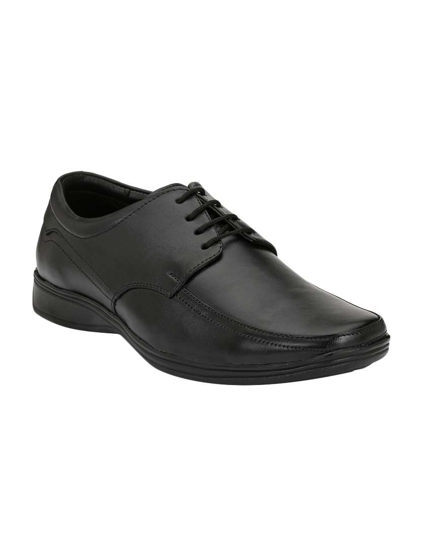 black leather lace-up derbys