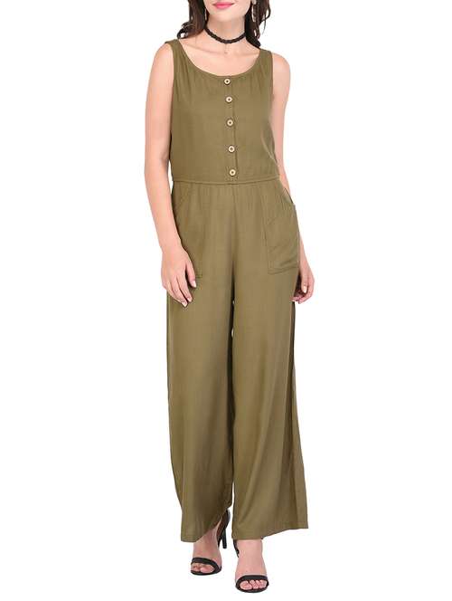 button placket full leg jumpsuit - 15438070 -  Standard Image - 0