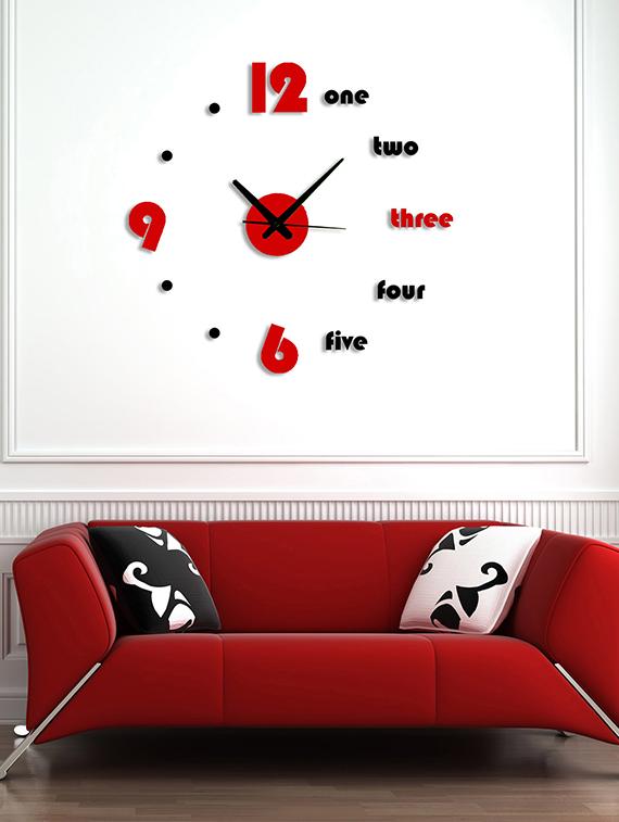 Designer Self Adhesive Innovative Diy Do It Yourself Og Designer Self Adhesive Innovative Diy Do It Yourself Og Wall Clock Red Black By Timeit Online Ping For Clocks In India 15438779