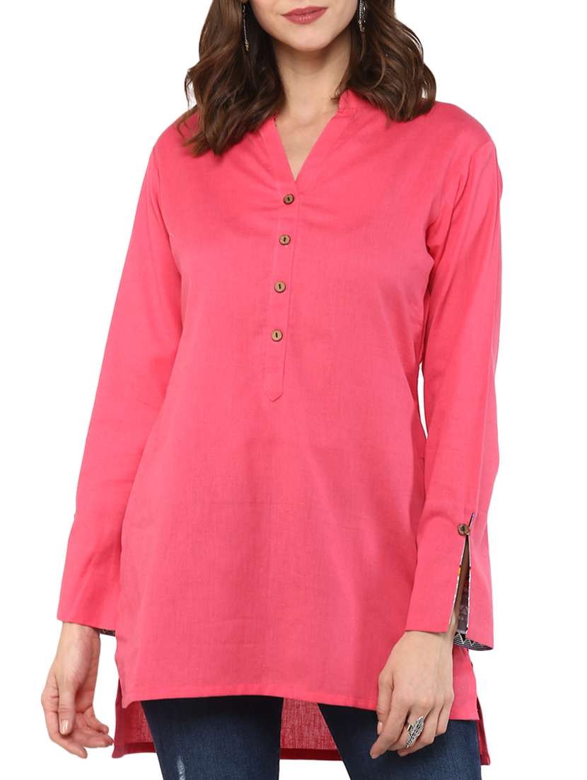 button down solid tunic
