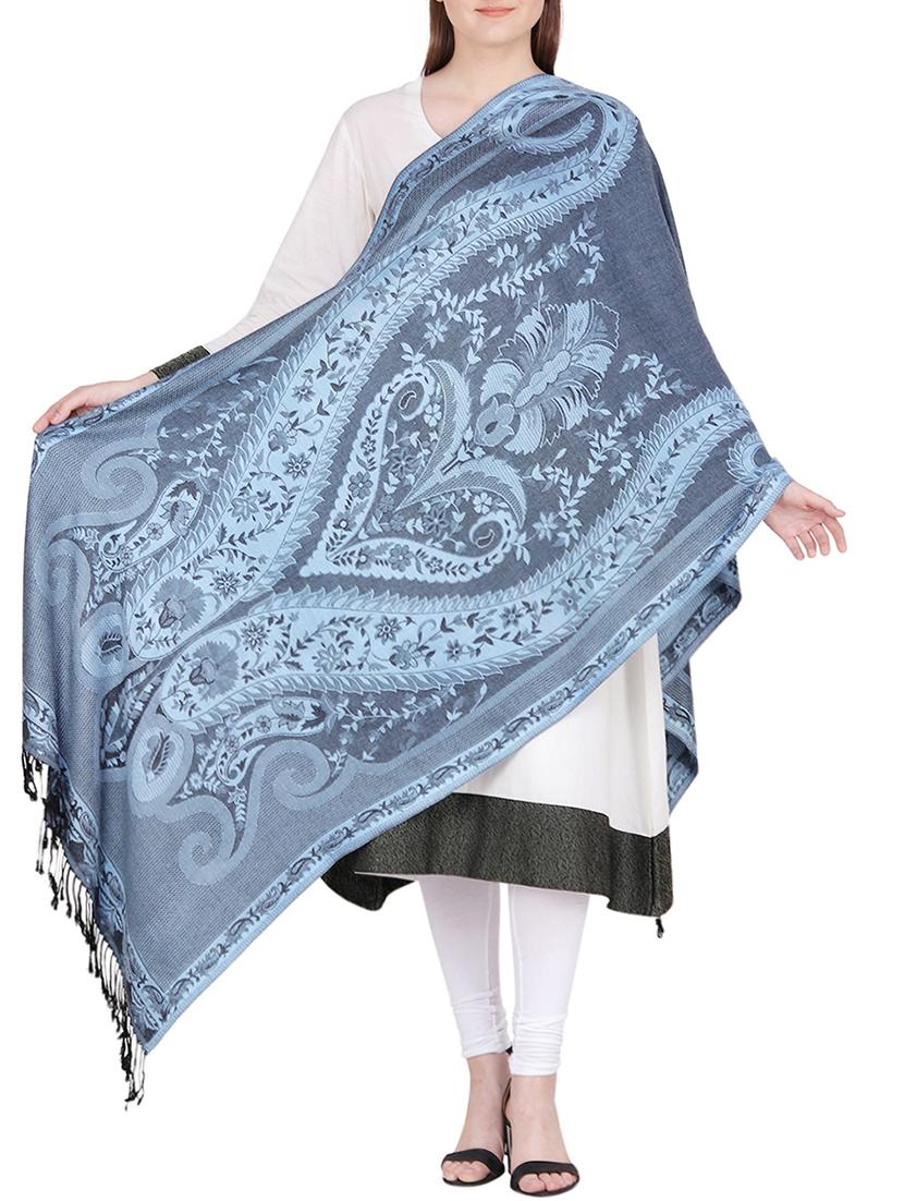 blue jacquard shawl - 15439323 - Zoom Image - 0